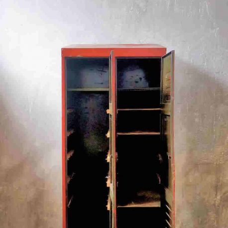 vintage metal locker in red