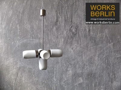 Fabriklampen weiß mit Glas/ vintage Hängelampe