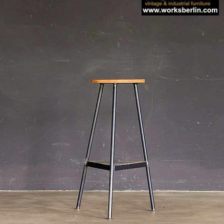 Industrial stil hocker aus stahl und holz hoch
