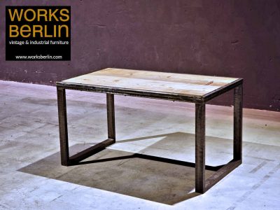 industrietisch fabriktisch massiv stahl und holz