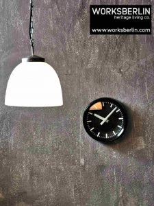 art deco white lighting and vintage black wall watch