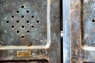 Details of a vintage metal locker