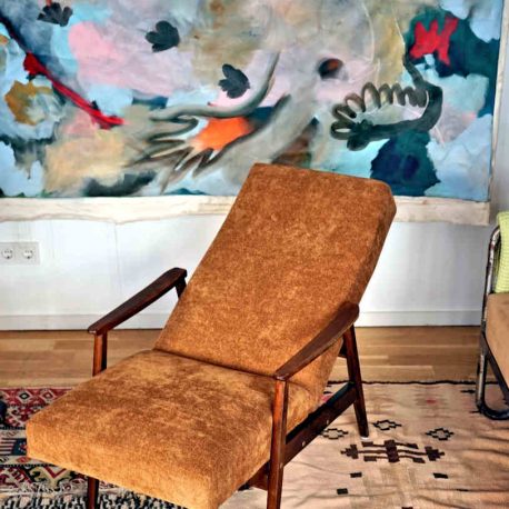Restaurierter Lounge Sessel mit Fussablage_