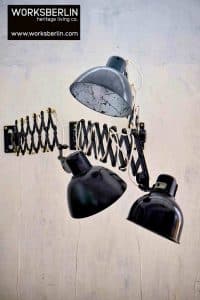 Schwarze vintage Scherenlampen von Reif und Helios Vintage Industrielampen Schwerenlampen Wandlampe Onlineshop Industrielampen