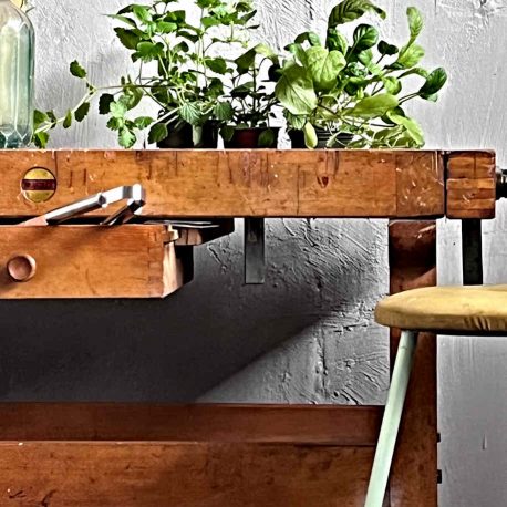 living with vintage furniture here a vintage industrial work bench