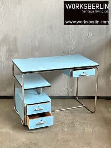 Designschreibtisch aus verchromten Rohre im Bauhausstil 30er Jahre
