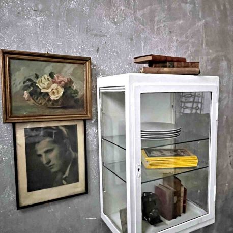 vintage white medical cabinet 50ies