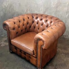 vintage chesterfield sessel aus leder mit patina